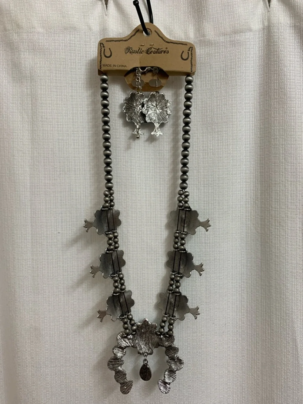 Squash Blossom Necklace and Earring Set in Turquoise